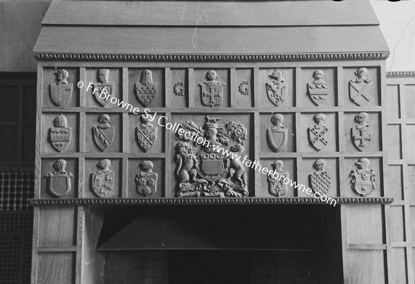 GORMANSTOWN CASTLE  CARVING ON FIREPLACE IN GREAT HALL